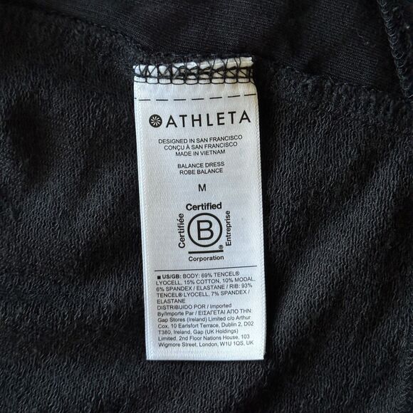 Athleta Black Balance Sweater Dress Long Sleeve Medium Minimalist Lounge Basic - Picture 11 of 11